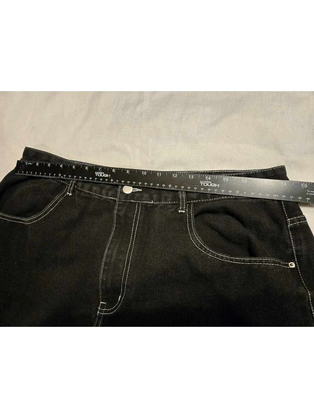 Cider Baggy Cargo Jeans Black White Stitching Wide Leg Skate Grunge Y2K 1X 18